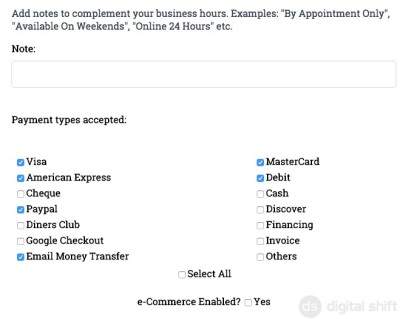 input your business hours